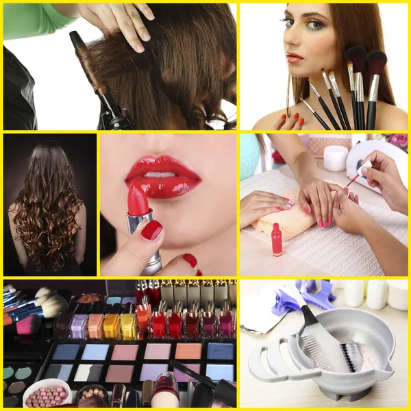 Kosmetický salon koláž — Stock fotografie