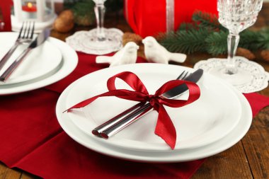 Noel dekorasyon arka plan ile tatil Tablo ayarı