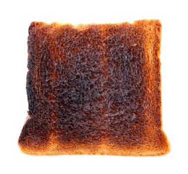 Yanmış tost ekmek izole üzerinde beyaz arka plan