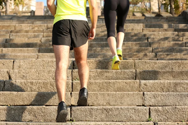 Jogging at stairs — Stock Photo, Image