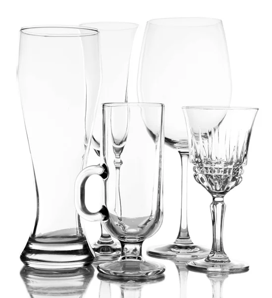 Different glassware isolated on white — Stock Photo, Image