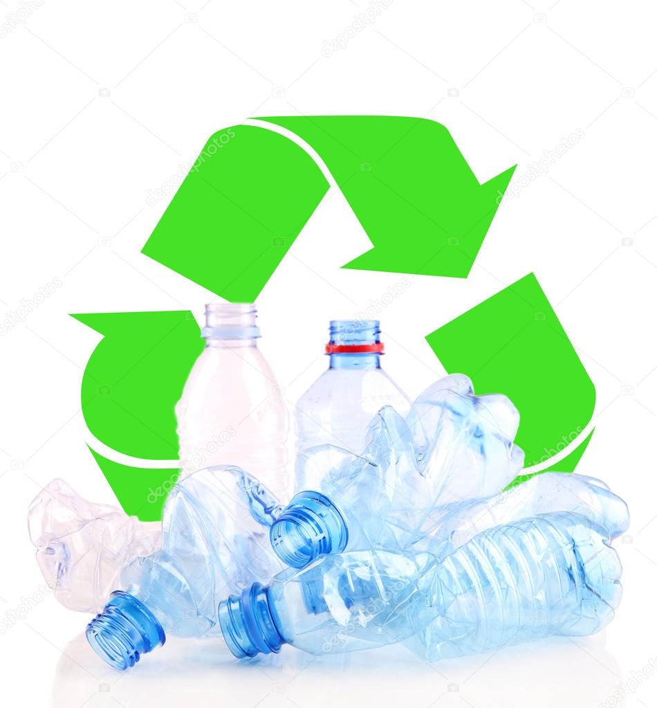 Recycle concept, plastic bottles for recycle isolated on white — Stock