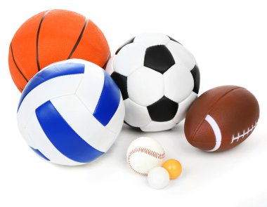 Sports balls isolated on white clipart