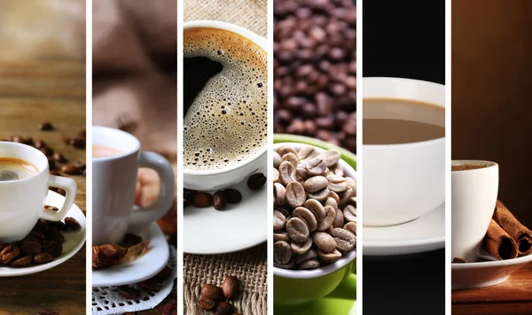 Different cups of coffee in collage — Stock Photo, Image