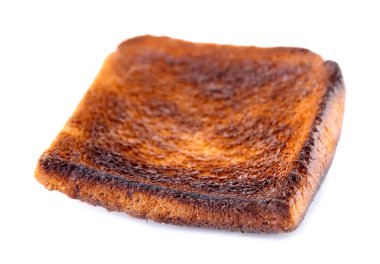 Yanmış tost ekmek izole üzerinde beyaz arka plan