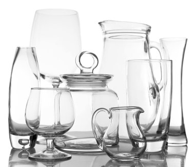 Farklı cam üzerinde beyaz izole