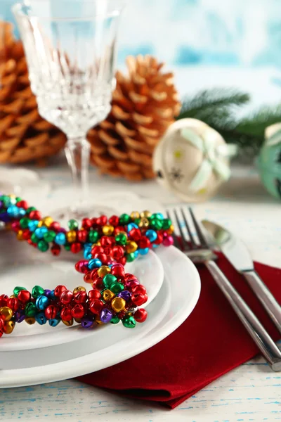 Table setting with Christmas decoration — Stock Photo, Image