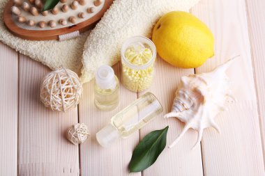 Spa natürmort ahşap plakalar arka plan üzerinde