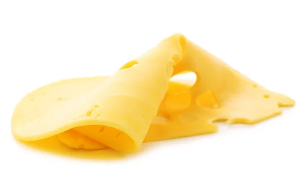 Scheibenkäse isoliert auf weißem Hintergrund — Stockfoto