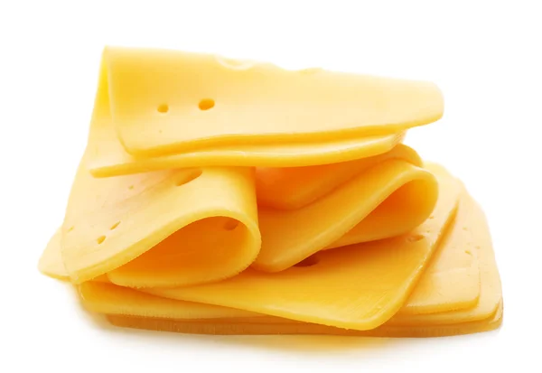 Sliced cheese isolated on white background — Stock Photo, Image