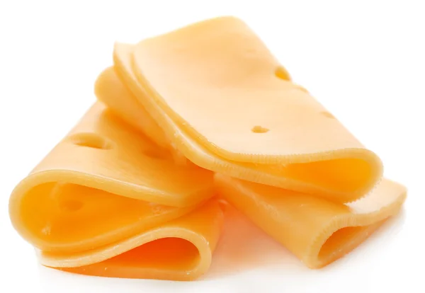 Scheibenkäse isoliert auf weißem Hintergrund — Stockfoto