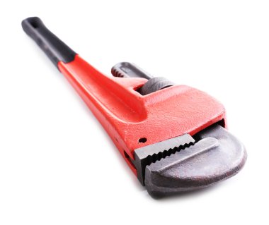 Boru anahtarı üzerinde beyaz izole