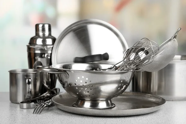 Stainless steel kitchenware — Stock Photo, Image