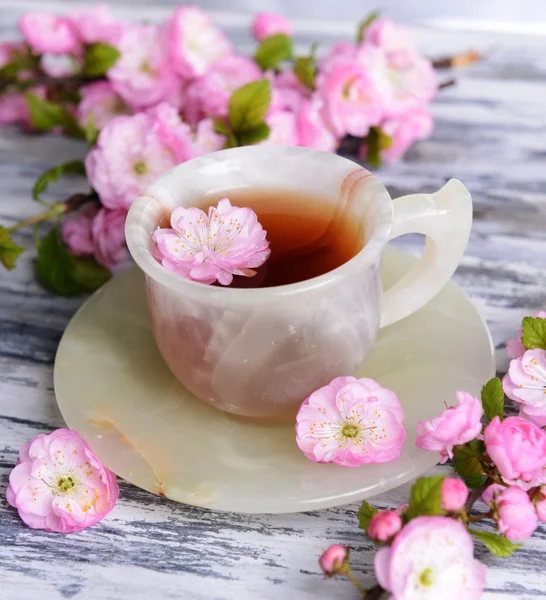 Fruit blossom with tea — Stock Photo, Image