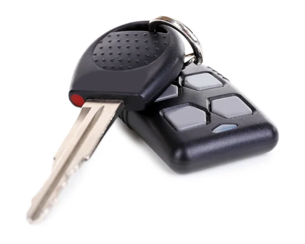 Bilnyckel med fjärrkontroll isolerad på vit — Stockfoto