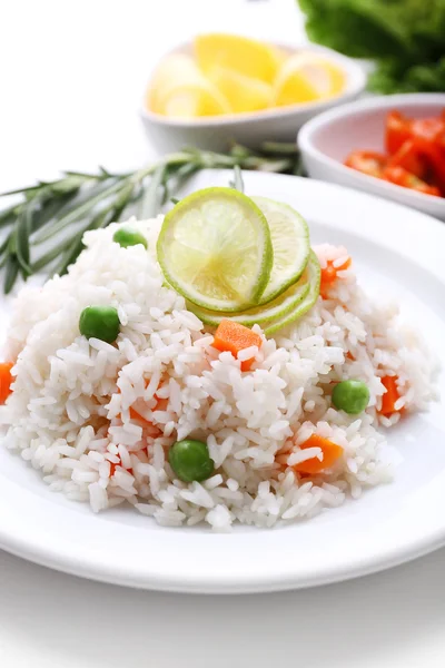 Vegetable rice served on table, close-up — Stock Photo, Image