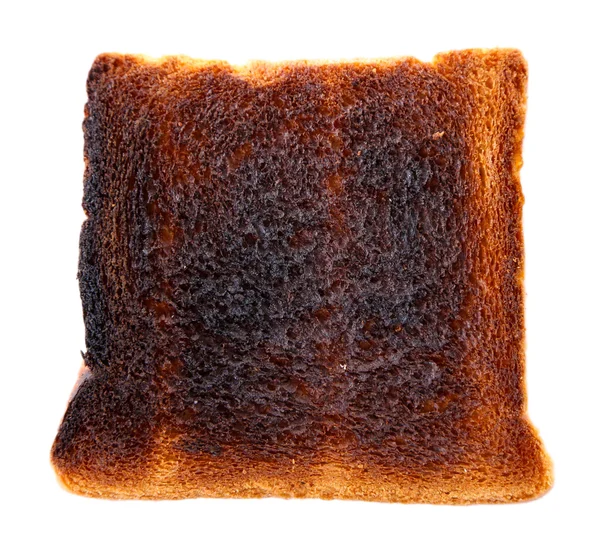 Pane tostato bruciato isolato su sfondo bianco — Foto Stock