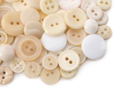 Beyaz izole bej dikiş düğmeleri