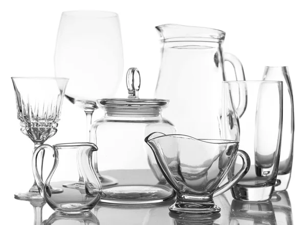 Different glassware isolated on white — Stock Photo, Image