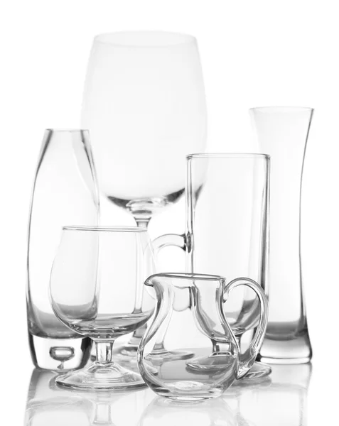 Different glassware isolated on white — Stock Photo, Image