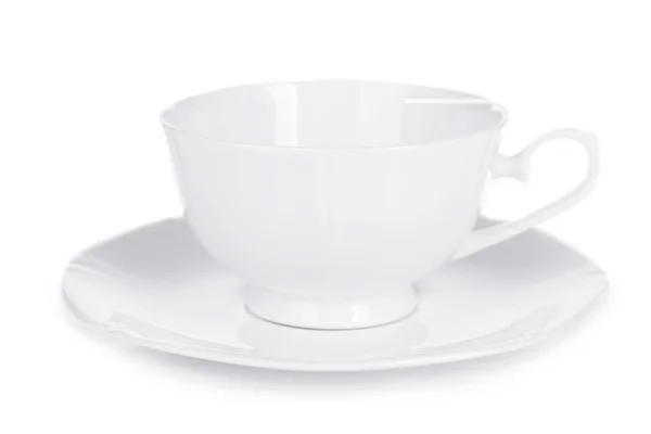 Tazza con piattino isolato su bianco — Foto Stock