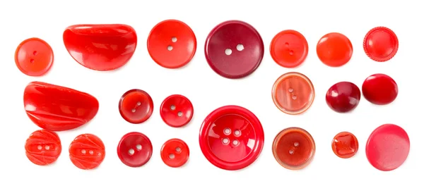 Bottoni colorati per cucire isolati su bianco — Foto Stock