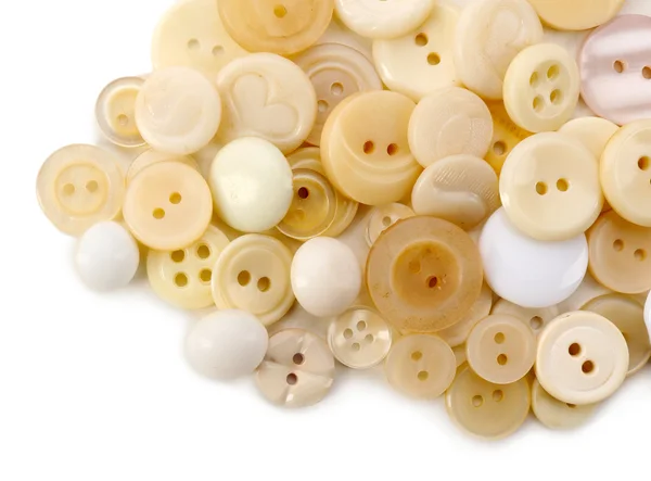 Beyaz izole bej dikiş düğmeleri — Stok fotoğraf