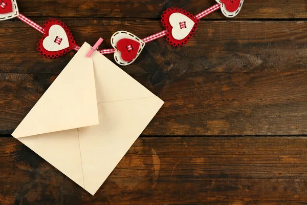 Love letter hanging on rope — Stock Photo, Image
