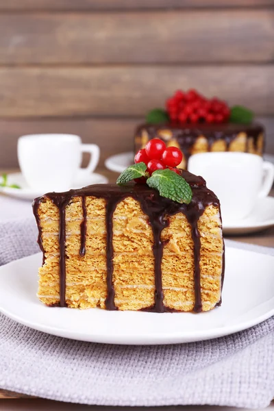 Chocolate cake on table — Stock Photo, Image