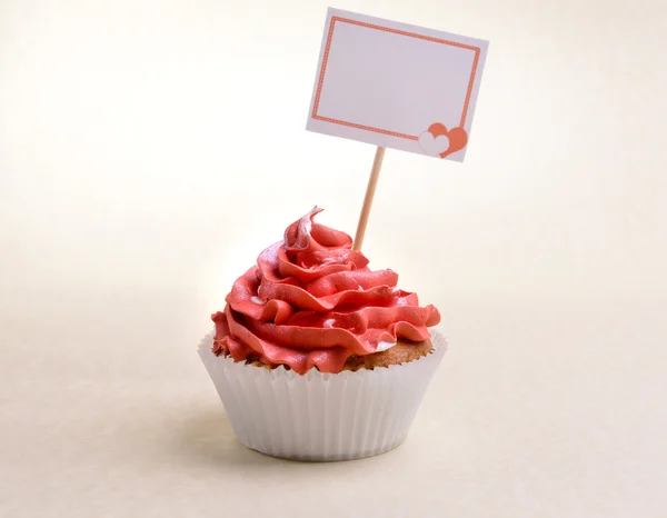 Delicious cupcake with inscription — Stock Photo, Image