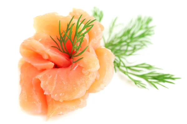 Sliced and rolled salmon isolated on white — Stock Photo, Image