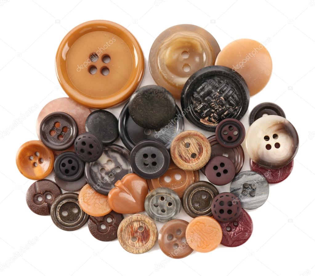 Various sewing buttons isolated on white