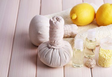 Spa natürmort ahşap plakalar arka plan üzerinde