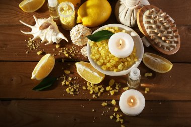 Spa natürmort ahşap plakalar arka plan üzerinde