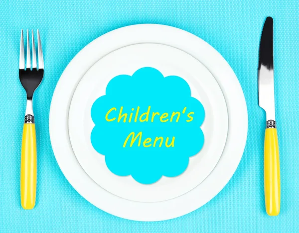 Assiette avec texte "Menu pour enfants " — Photo