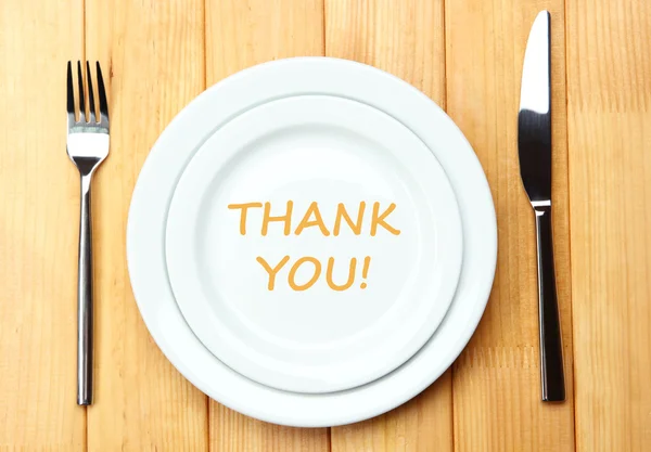 Plate with text "Thank you" — Stock Photo, Image