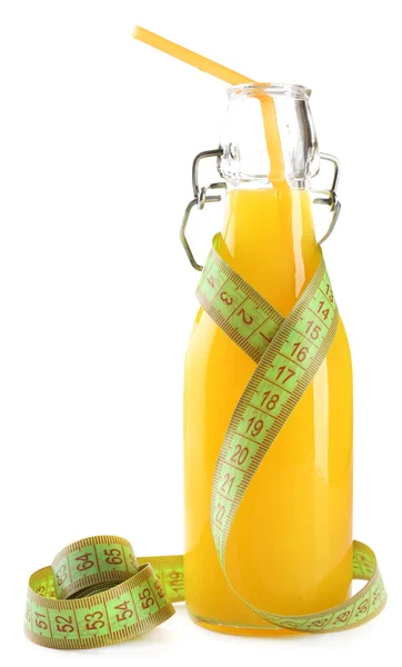 Dietní koktejl s centimetr izolovaných na bílém oranžové — Stock fotografie