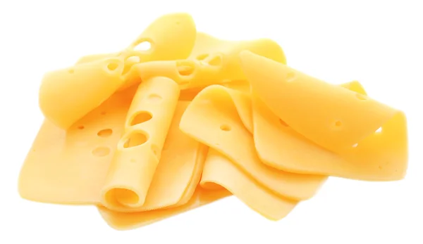 Sliced cheese isolated on white — Stock Photo, Image