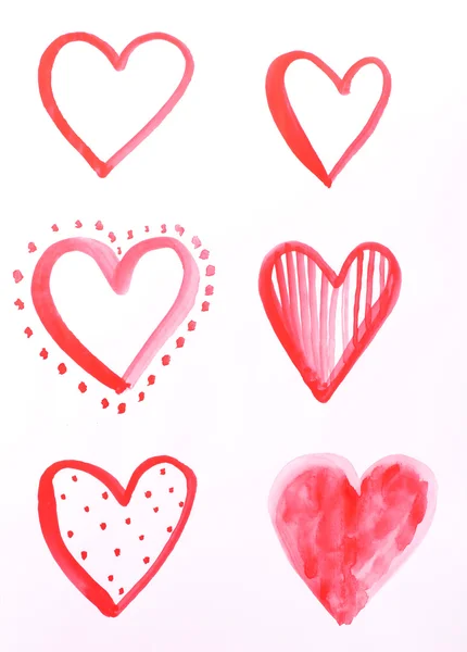 Corazones pintados sobre papel —  Fotos de Stock