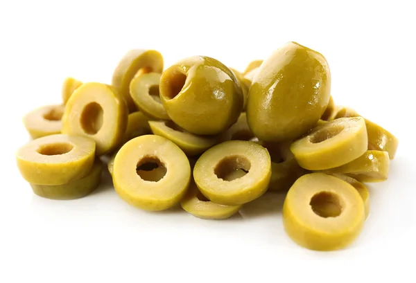 Cut olive rings isolated on white — Stock Photo, Image