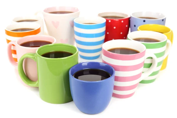 Muchas tazas de café aislado en blanco — Foto de Stock