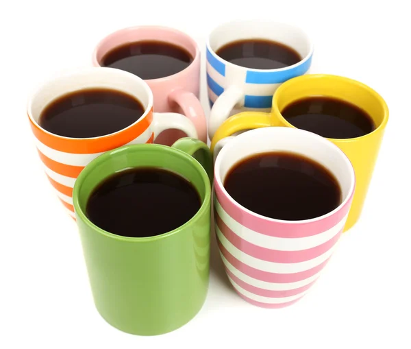 Många koppar kaffe isolerad på vit — Stockfoto