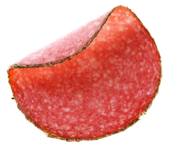 Slice of salami isolated on white background — Stock Photo, Image