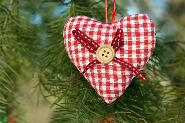 Tree branch with heart decoration — Stock Photo, Image