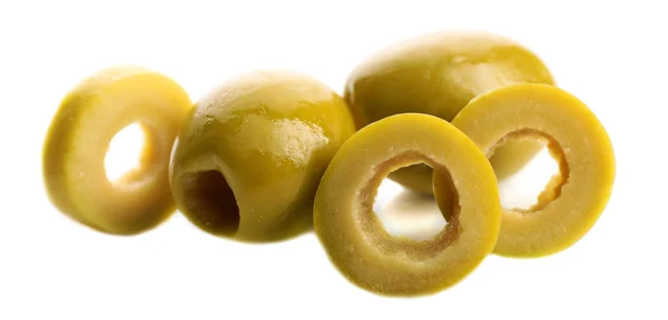 Olivové kruhy izolovaných na bílém — Stock fotografie