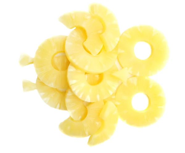 Elszigetelt fehér szelet ananász konzerv — Stock Fotó