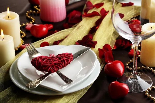 De instelling van de tabel van de dag van Valentijnskaarten — Stockfoto