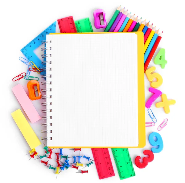 School supplies isolated on white — Stock Photo, Image