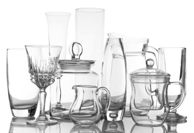 Farklı cam üzerinde beyaz izole