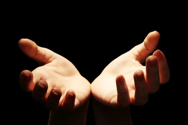 Female hands on dark background — Stock Photo, Image